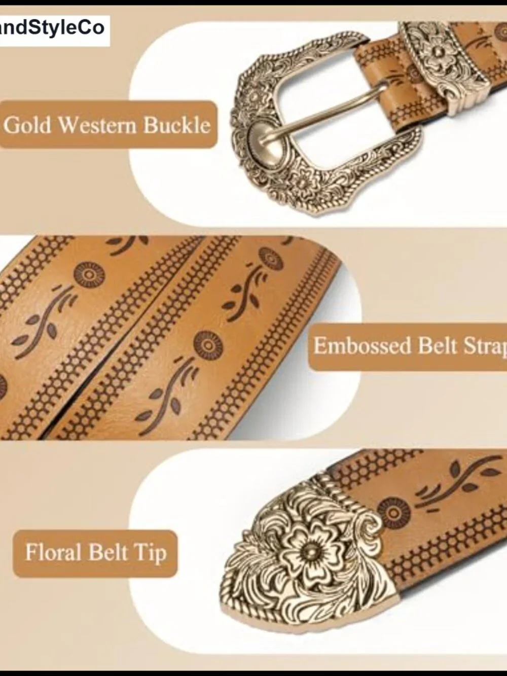 Set of 2 Western Cowgirl Belts for Women PU Leather 1.4